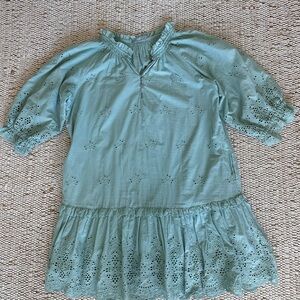 Tarte (Anthropologie) Mint Eyelet Drop Waist Cottage Core Dress, Medium
